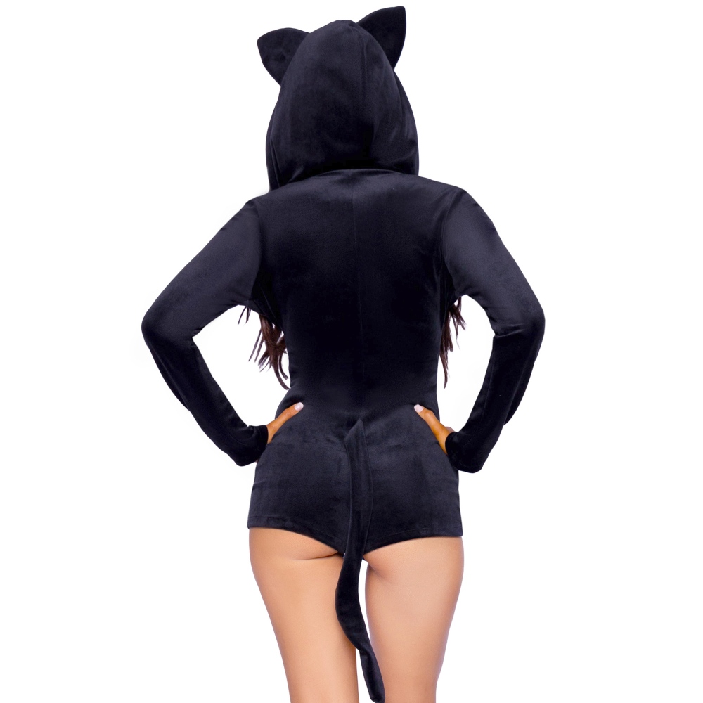 Leg Avenue - Black Velvet Kitty Cat Kostuum - Zwart